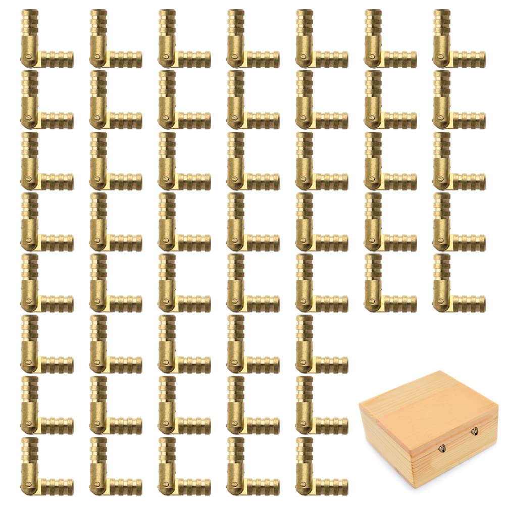 Sixfolo 50 Pieces Small Barrel Hinges Mini Concealed Barrel Hinges Jewellery Box Hinge Invisible Hidden Furniture Hinge for DIY Small Wooden Gift Wine Box - Golden, 25 X 5mm