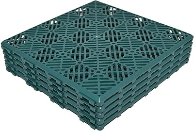 RAM Online 5 Pack Interlocking Green Deck Tiles Garden Patio Path Waterproof
