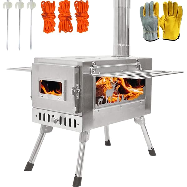 Amazon.com: Outdoor Wood Burning Stove, Portable with Chimney Pipe for  Cooking, Camping, Tent, Hiking, Fishing, Backpacking : Sports u0026 Outdoors