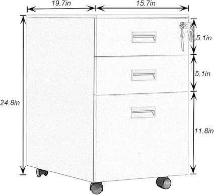 Dlandhome 3 Drawer Rolling File Cabinet Metal Mobile Filing Cabinet With Lockable Casters Convenient Storage Space Saving Design Hccbn002 B Dca Mosulspace Org