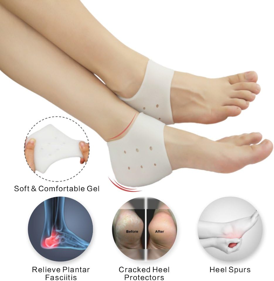 Heel Cups, Gel Heel Cushion, Heel Guards (4 Pairs),Heel Protectors, Plantar Fasciitis Support Great for Plantar Fasciitis, Cracked Heels, Achilles Tendinitis & Heel Sore for Men and Women.: Health & Personal Care