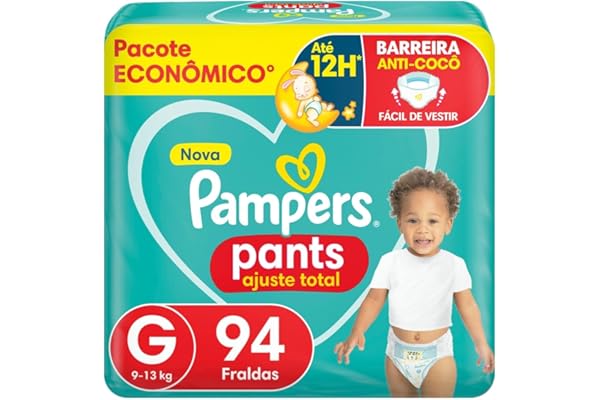 Fralda Pampers Pants Ajuste Total Tamanho G, Fácil de Vestir, 94 Unidades