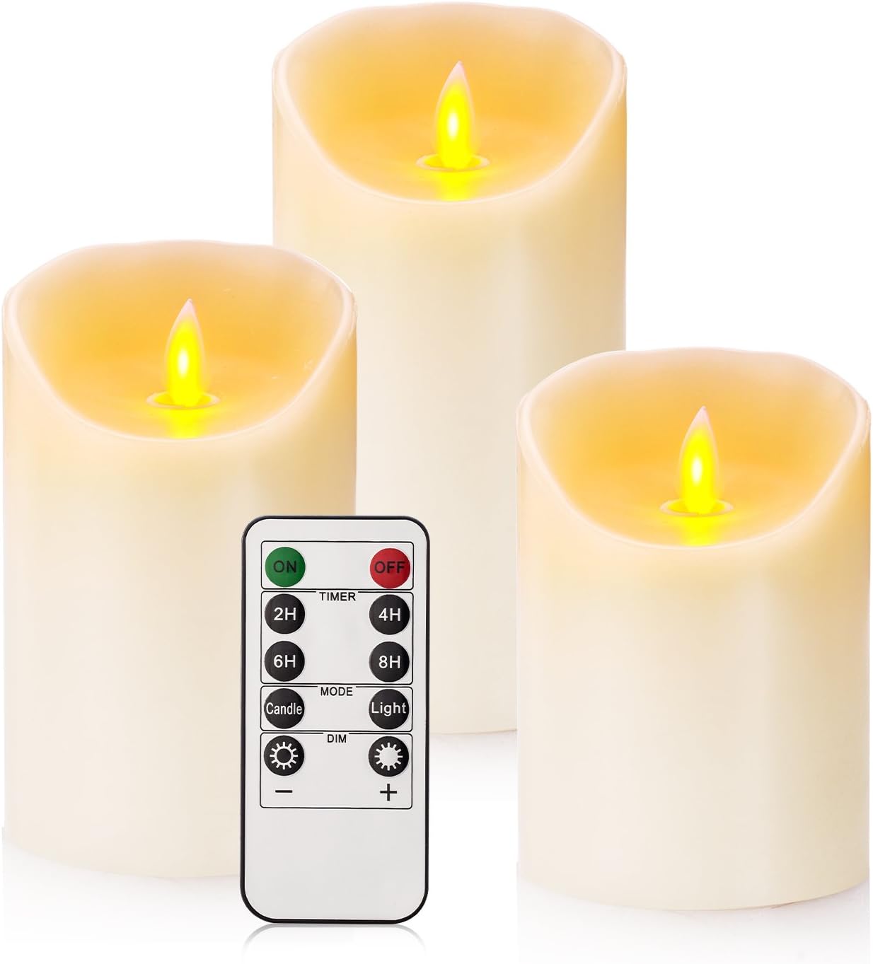 Flameless Candles Classic Real Wax Pillar With Moving LED