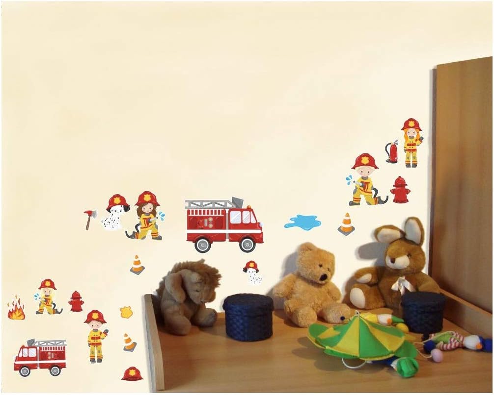 Samunshi® Wall Sticker Set of 20 Feuerwehr im Einsatz (Ideal for Children's Bedrooms) 2x 21x34cm multi-coloured - Image 4