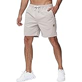 Yundobop Men's Casual 7 Inch Shorts Twill Drawstring Summer Beach Stretch Golf Shorts with Zipper Pockets