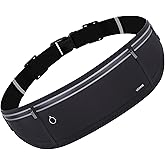 USHAKE Slim Running Belt, Workout Fanny Pack for Men Women,Exercise Waist Pack for Apple iPhone Holder, Runner Belt for Running Walking Cycling Camping Gym Black