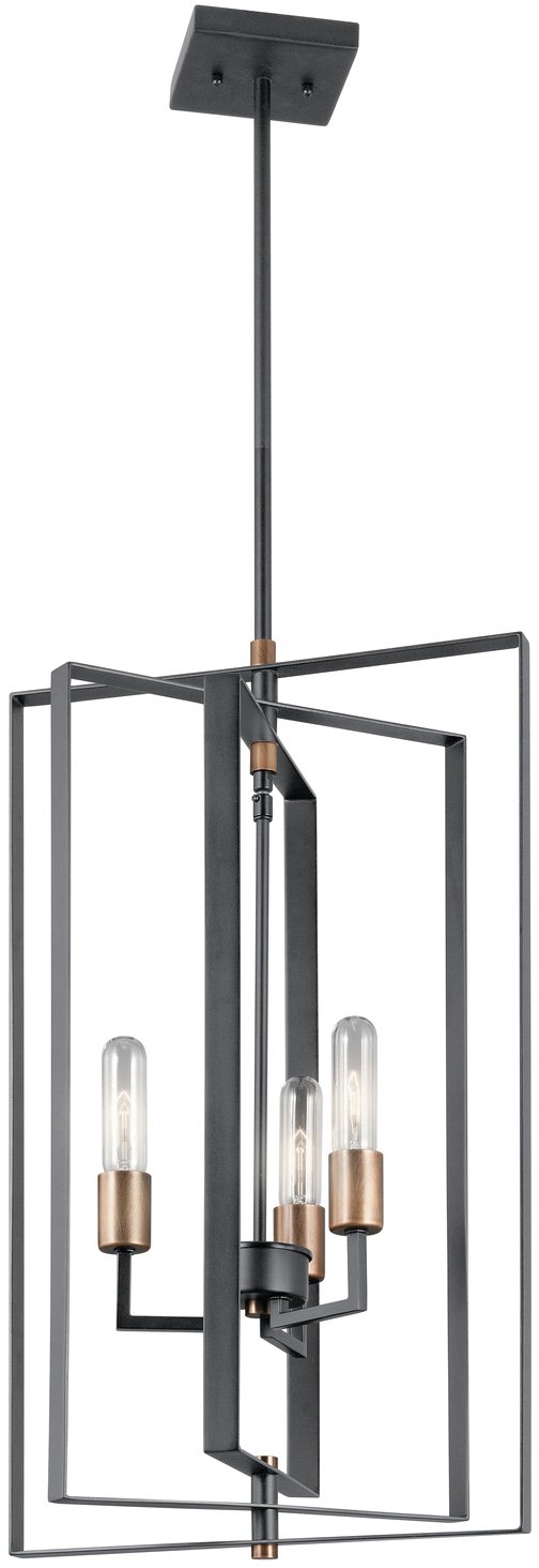 Kichler 43983BK Taubert Pendant, 3 Light Incandescent 300 Total Watts, Black