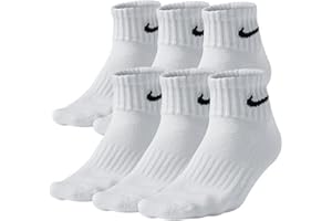 Nike Men's Bag Cotton Quarter Cut Socks (6 Pack) (Large (shoe size 8-12), White)