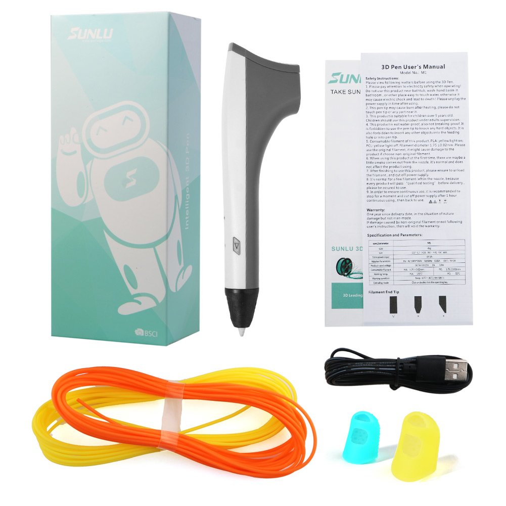 ACTOPP 2017 Updated White 3D Pen 3D Intelligent Dimension Pen with 1.75mm PLA/PCL Filament Support 3D Printing Pen One Button Operation No Burn No Toxic No Clog Gifts for Boys & Girls