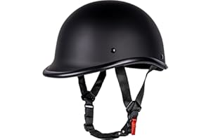 Yesmotor Motorcycle Helmet Half Shell Hawk Style Helmets Compact Lightweight Open Face for Motorcycle Street Bike Cruiser Moped - DOT Approved (Matte Black,XL)