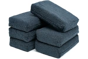 The Rag Company - Premium Grade Microfiber Detailing Applicator Sponges - Versatile Detailing Tool, Extra Absorbent, Able to Withstand Numerous Uses, 3in x 5in, Black (6-Pack)