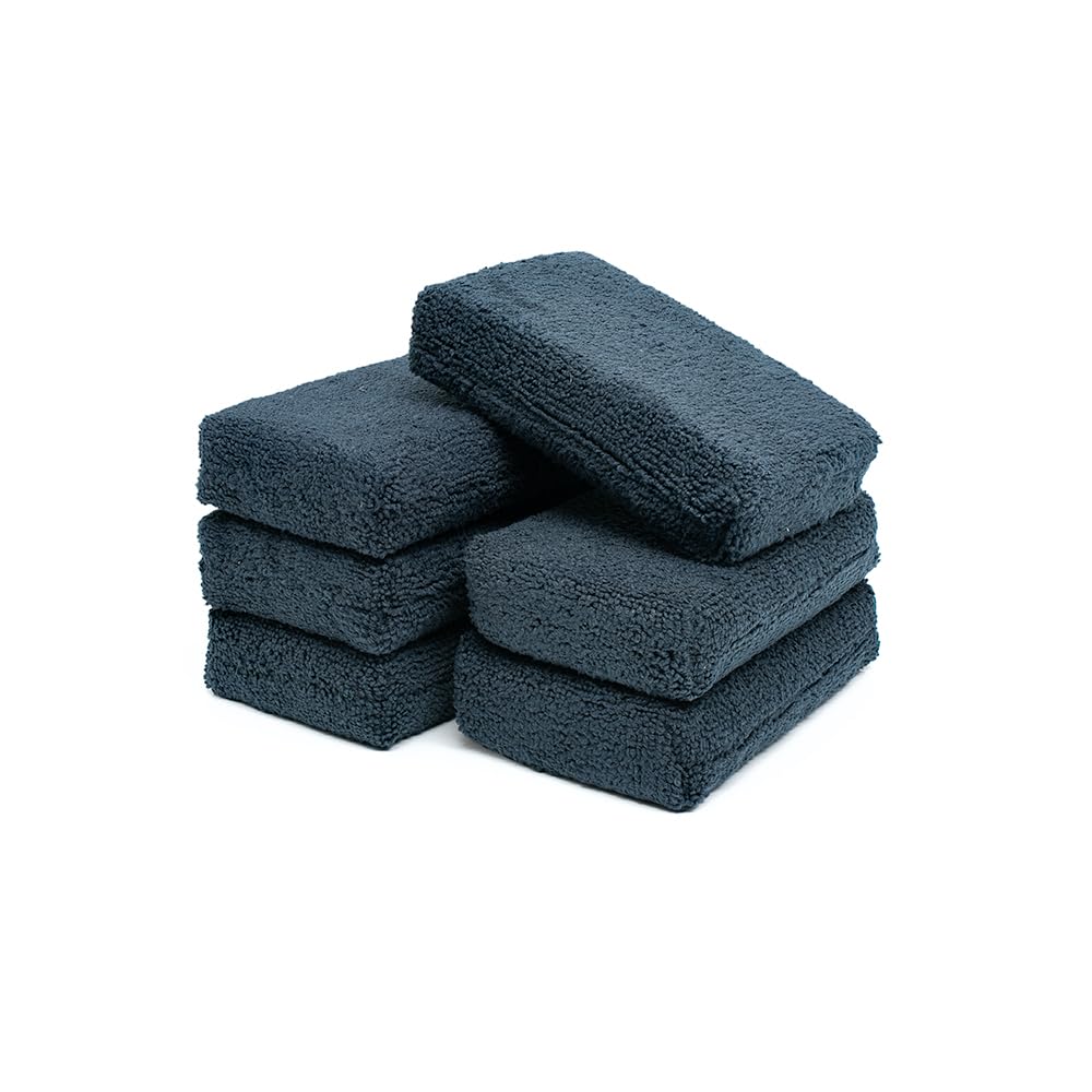 Photo 1 of The Rag Company - Premium Grade Microfiber Detailing Applicator Sponges - Versatile Detailing Tool, Extra Absorbent, Able to Withstand Numerous Uses, 3in x 5in, Black (6-Pack)