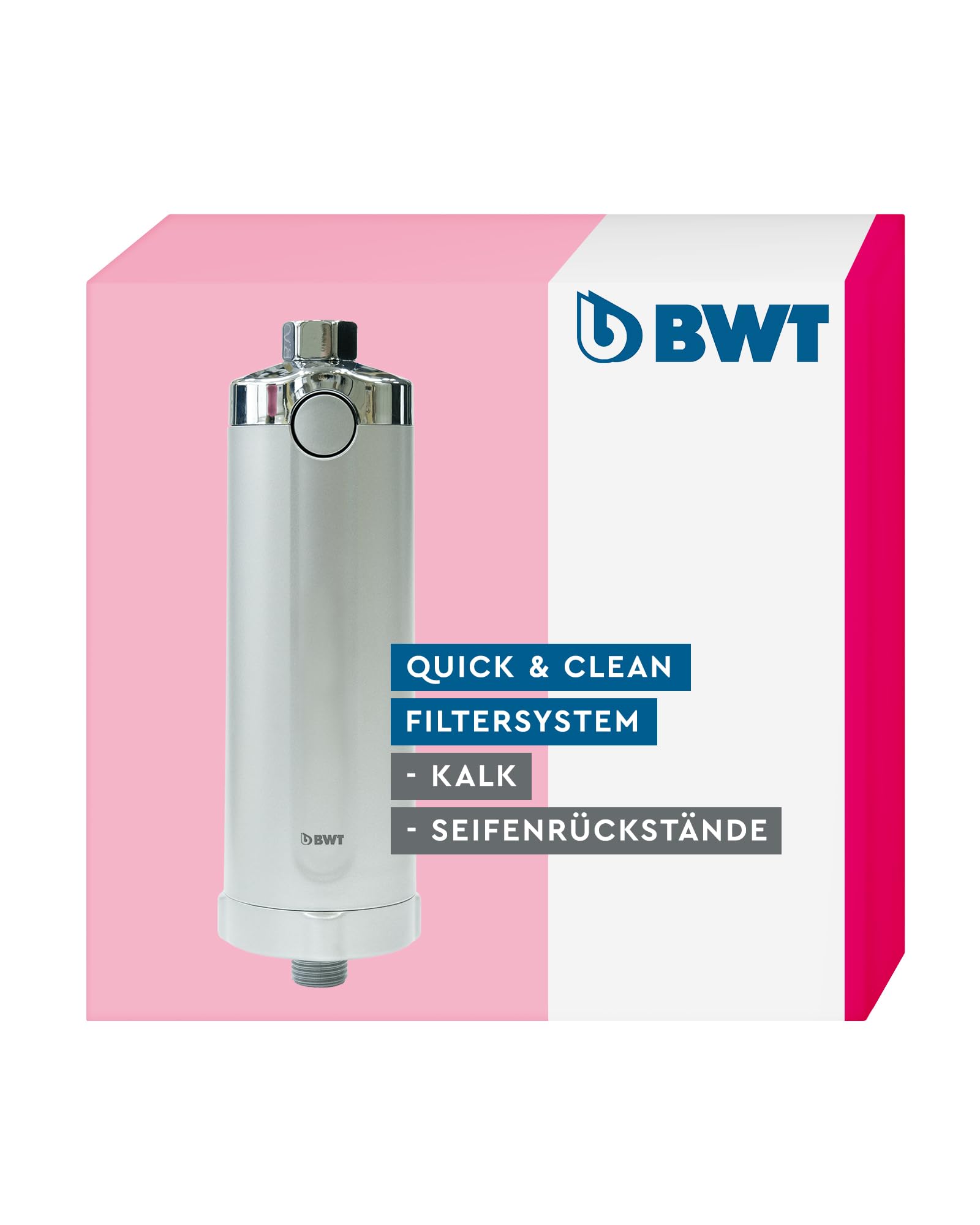 BWT Quick & Clean Limescale Filter | Water Filter Stops Limescale Stains in Shower and Bathroom - Includes 1 Filter Cartridge | Descales Shower Water Directly from the Line | Shower Filter Against