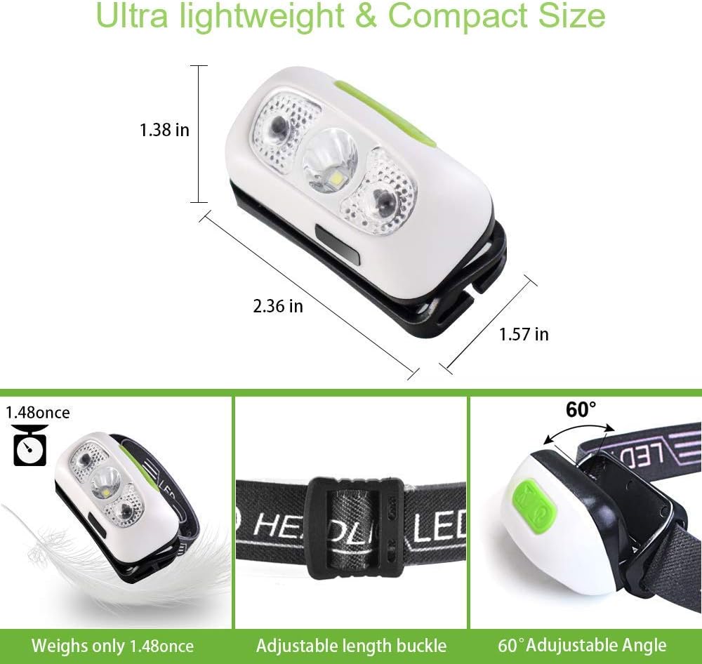 500 Lumens USB Rechargeable Headlamp, Lightweight, Super Bright LED Running Headlamp for Runner, Rainstorm Waterproof, Hoxida LED Headlight Flashlight With Sensor Switch - Built-in Battery - - 