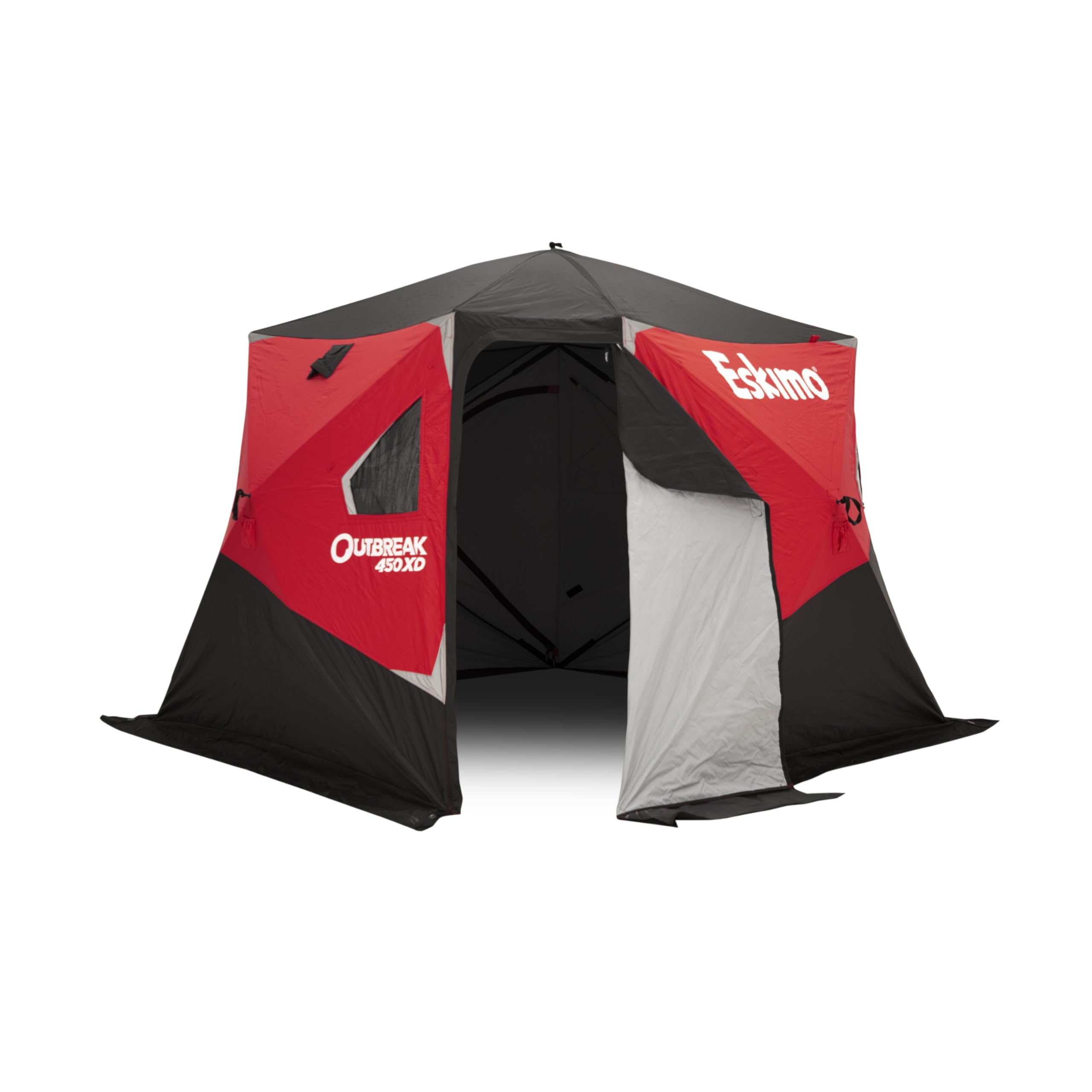 Photo 1 of *USED*
Eskimo Outbreak 450XD Pop-up Portable Insulated Ice Fishing Shelter, 75 sq ft. Fishable Area, 4-5 Person,Red/Black