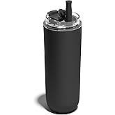 UIRZOTN 16 oz Insulated Coffee Tumblers, Travel Coffee Tumblers with Straw, Double-Wall Stainless Steel Tumbler, Leak Proof Tumbler, Reusable Cups with Lids for lced and Hot Drinks (Black)