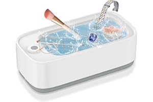 LEVOZON Jewelry Cleaner Ultrasonic Machine 400ml with One Button Control Ultrasonic Cleaner for Jewelry, Eye Glasses, Denture, Watches - 48kHz