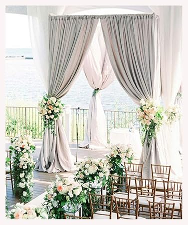 Amazon Com Chiffon Gray Backdrop 2 Pieces 4 9ftx10ft Curtains