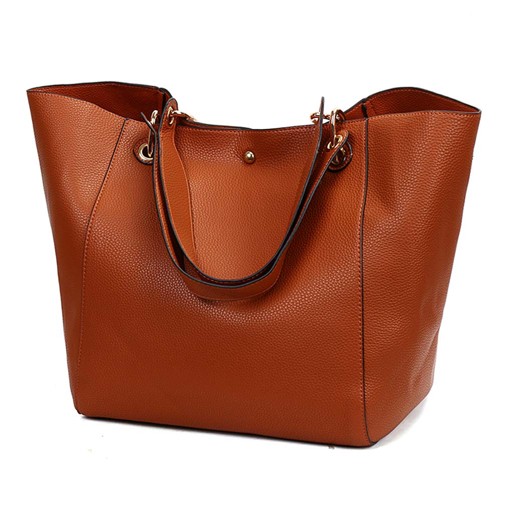 Pahajim PU Leather Waterproof Handbags Clutches Bags Large Bag Ladies Tote Bag Shoulder Bags for Women Bags for Work Shopping Bag(Brown)
