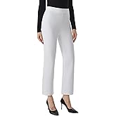AFITNE Women's Yoga Dress Pants with Pockets High Waisted Pull On Straight Leg Cropped Pants Stretchy Work Ankle Pants