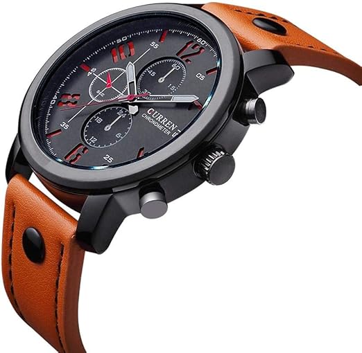 Relógio masculino curren pulseira de couro esportivo militar Clearance