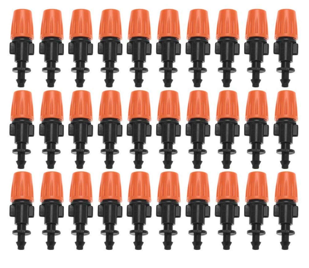 50 Pcs Adjustable Misting Nozzles, Plastic Atomizing Nozzles for 4/7mm Garden Hose, Micro Sprinkler Heads for Garden Lawn Watering Greenhouse Seedlings Irrigation