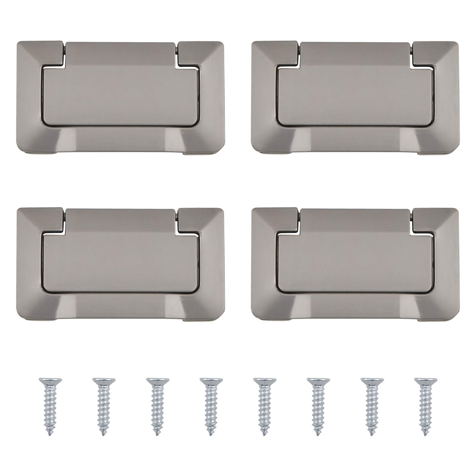 MOROBOR 4Pcs Grey Pocket Doors Drawer Handle Flush Ring Pull, Hidden Concealed Zinc Alloy Knobs for Cabinets, Closets, Drawers