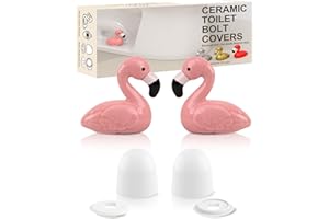 BOEEMI Flamingo Toilet Bolt Covers Decorative - 2PCs Cute Ceramic Toilet Bolt Caps for Bottom of Toilet, Pink Bathroom Christmas Decor Screw Covers, Flamingo-Gifts for Women