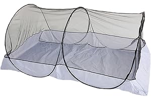CMINGJ Portable Mosquito Net Foldable Pop-Up Travel Mosquito Net for Bed Free Installation-Suitable for Baby Adults Bedroom, Camping, nap, Patio (Large-Bottom Zipper(Black net))