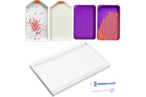SUWAND 5 Pcs Diamond Painting Trays Large,Plastic Bead Sorting Tray,Big Diamond Art Trays Kit Tools, Storage Containers Tray for Rhinestone and Accessories(5 Trays,Spoon)