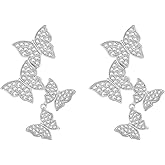 MAARRING Butterfly Earring Necklace Bracelet Set - 14K Gold Plated Dainty Butterfly Jewelry Set with Cubic Zirconia, Birthday Bar Mitzvah Gifts for Women | Color: Gold/White Gold/Rose Gold