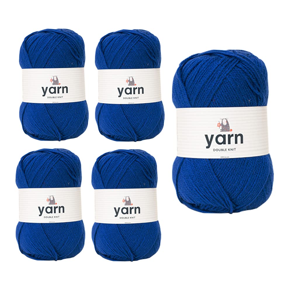 Korbond DK Royal Blue Yarn - 5 x 100g Acrylic Wool - Lightweight, Hypoallergenic & Durable Double Knit Crochet Yarn Knitting Wool (1450m Total) — image 1
