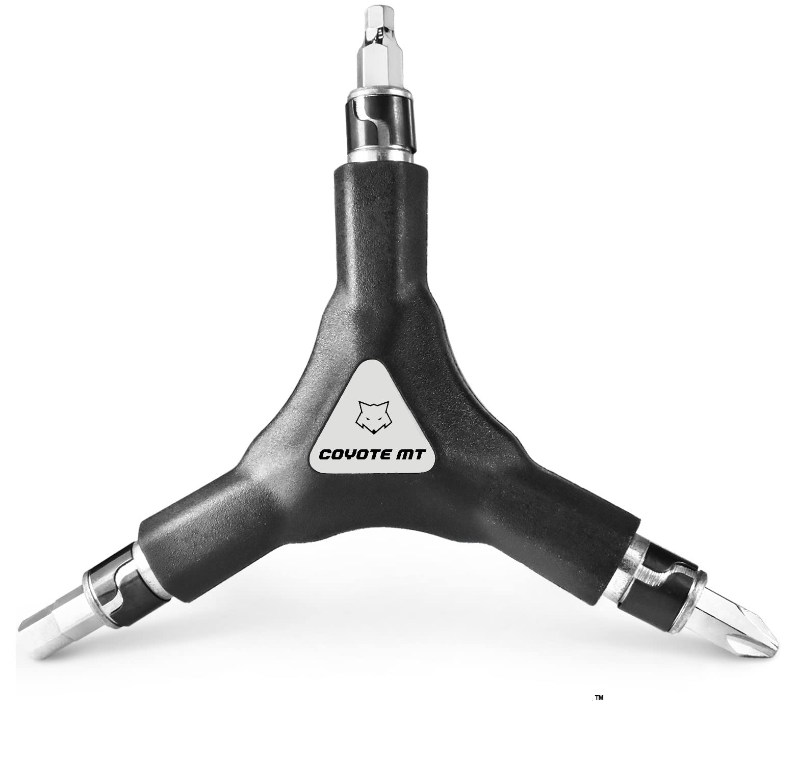 COYOTE MT 6 in 1 Y Wrench - 6 Interchangeable Bits - Allen Hex, T25 & PH2 Screwdriver - Strong, Easy & Comfortable Bicycle Multitool Kit - Cycling Maintenance Tools for Road and Mountain Bikes