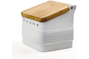 RSVP International White Stoneware Kitchen Collection, Stoneware Garlic Keeper, 4.5x4x4.5