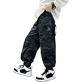 AOWKULAE Boys Casual Cargo Pants for Kids 5-14 Years