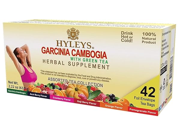 HYLEYS TEA GARCINIA CAMBOGIA GREEN TEA WITH ASSORTED FLAVORS – 42 TEA BAGS