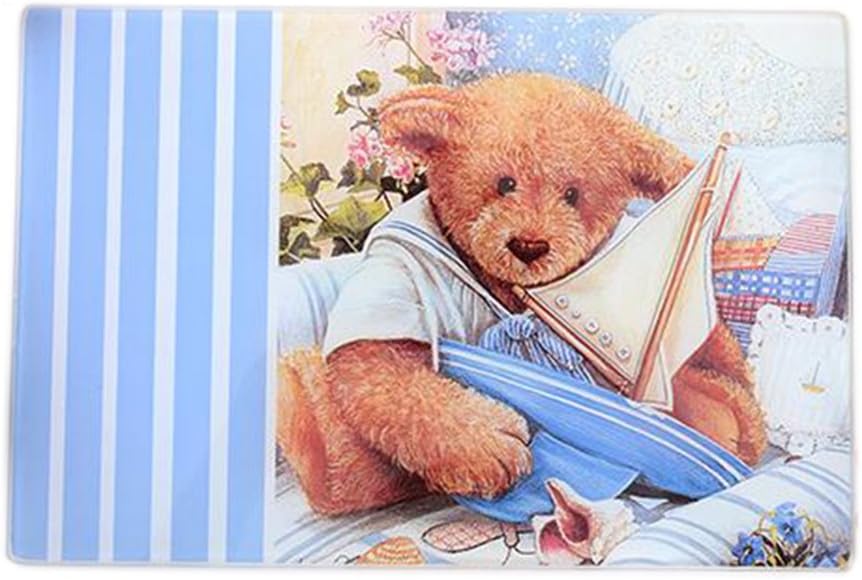 Multi-functional Tempered Glass Cutting Chopping Board Kitchen Surface Chef Board 8"x 12" 20x30cm Blue Bear Large