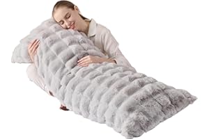 Shaggy Faux Fur Body Pillow,Fluffy Bed Pillow with Zipper Closure,Soft Decorative Plush Full Long Pillows,Fuzzy Hug Pillow fo