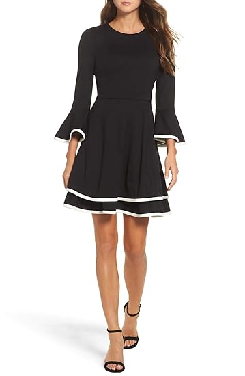 bell sleeve fit and flare dress