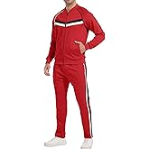 W JIANWANG Mens Tracksuit Sweatsuits 2 Piece Casual Jogging Warm Up Full Zip Athletic Long Sleeve Sets