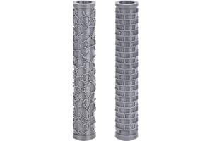 CRAFTYMELODY 2Pcs Landscape Pattern Clay Texture Roller 2 Styles Plastic Column Pottery Tools Rolling Pins Stamps Gray Textur