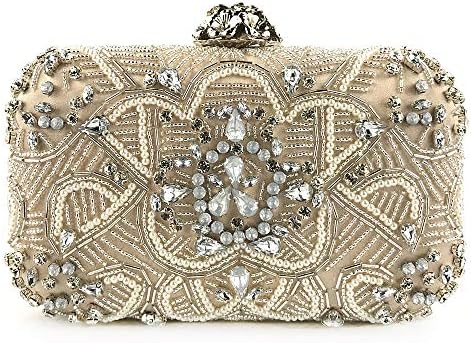 YEEBOM Women's Crystal Beaded Handbag-Shoulder Handbag Evening Prom Bag Purse for Party Weeding