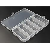 Jilukibo 3 Pack 5 Grid Clear Plastic Fishing Tackle Accessory Box Container, Clear Tiny Fishing Lure Bait Hooks Storage Box for Jewelry Making Organizer (7.08 x 3.74 x 1.18inch)
