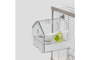 YOOSO WING Hanging Bird Bath for Cage, 3-in-1 Multifunctional Bathtub -Bath, Feeder & House for Small to Medium Lovebirds, Finches, Parakeets – Essential Bird Cage Accessory (White)
