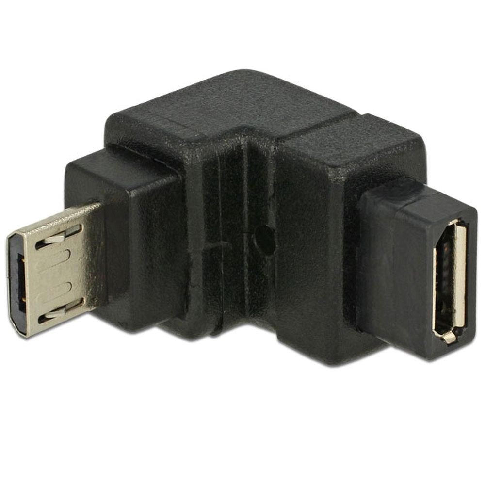 DeLOCK 65668 Adaptor USB 2.0 Micro-B Male Plug > USB 2.0 Micro-B Female, Angled Bottom, Black