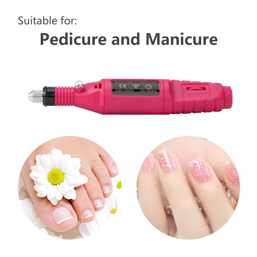 Pinkiou Portable Electric Nail Drill Set Pen Sander Polish Machine Acrylic Gel Removal Manicure Filer Kit with 6 Nail Drill Bits Pedicure Efile Rotary Carver Nail Art Tools - Image 8