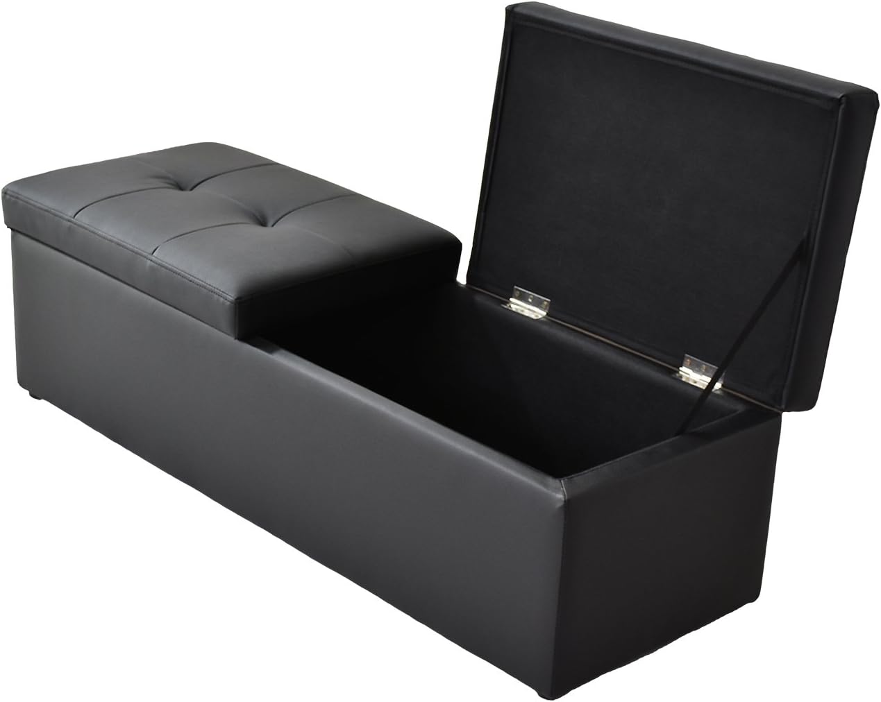 Amazon Co Jp Doris 収納スツール ベンチソファ 幅119 木製 レザー ブラック ツインベンチ ホーム キッチン