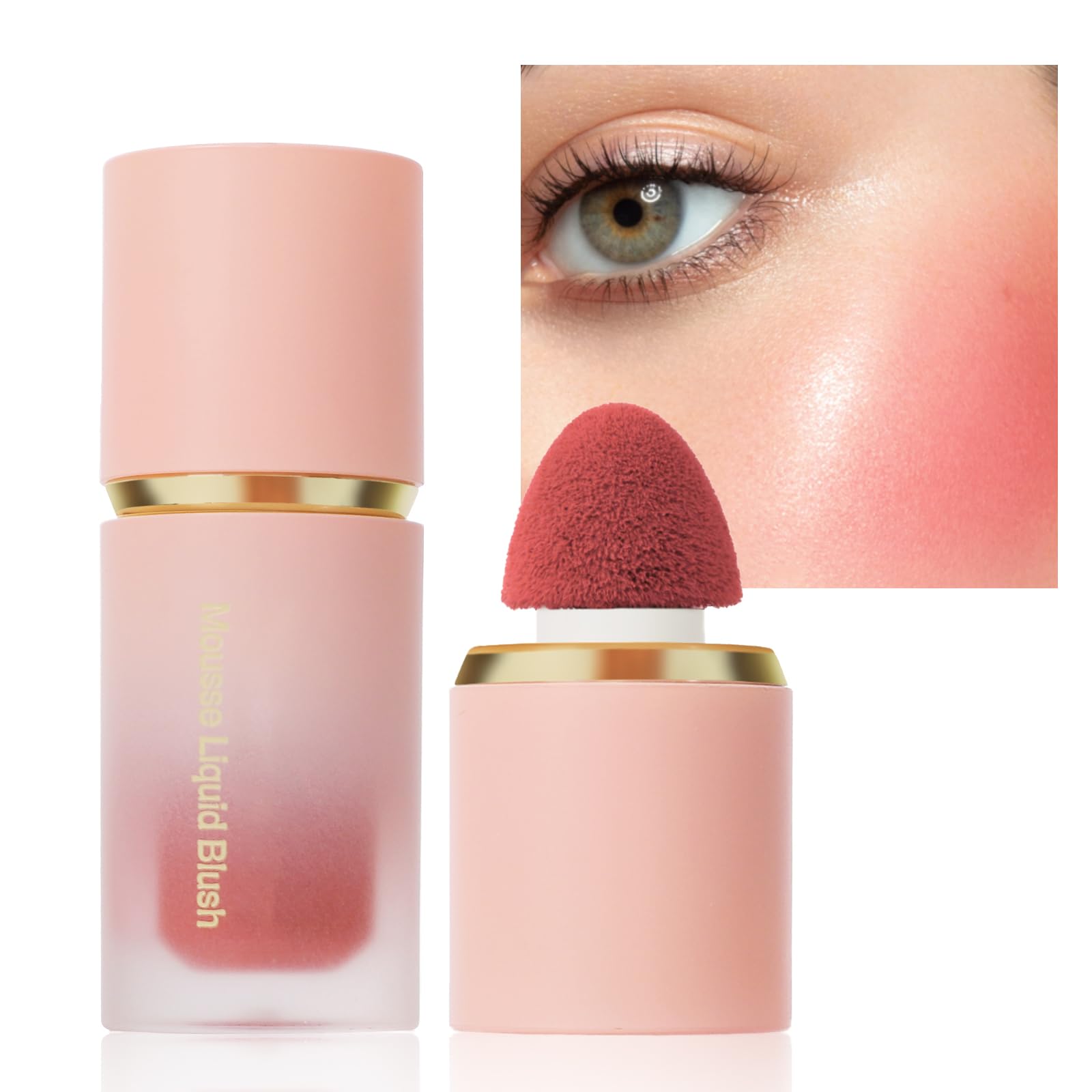 Cream Blush, Liquid Blush Stick Blushers for Cheeks Make Up, Waterproof Lightweight Natural Looking Color Long-Wearing Smudge Proof, Liquid Contour, Matte Finish Cream Blusher for Mature Skin (4#)