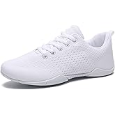 LANDHIKER Cheer Shoes Girls White Dance Shoes Youth Cheerleading Sports Training Athletic Comfortable Shoes Flats Girl