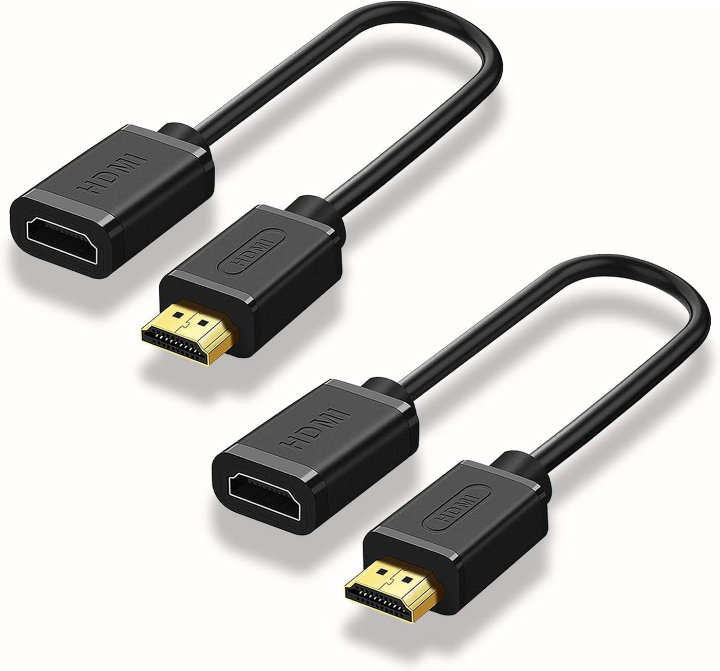 Techrum 2 Pack HDMI Extender, Extension Cable 4K@60Hz 20cm Male to Female Adapter for Fire TV Stick Roku Stick, Xbox 360, PS4